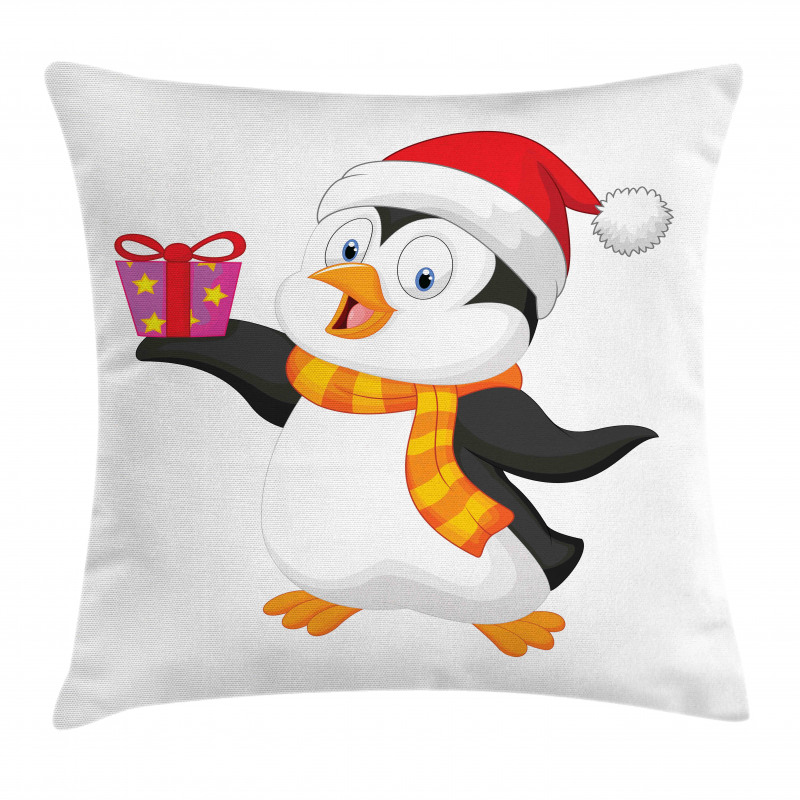 Friendly Penguin Character Pillow Cover