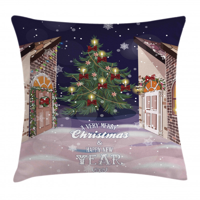 Snowy Streets Carol Pillow Cover