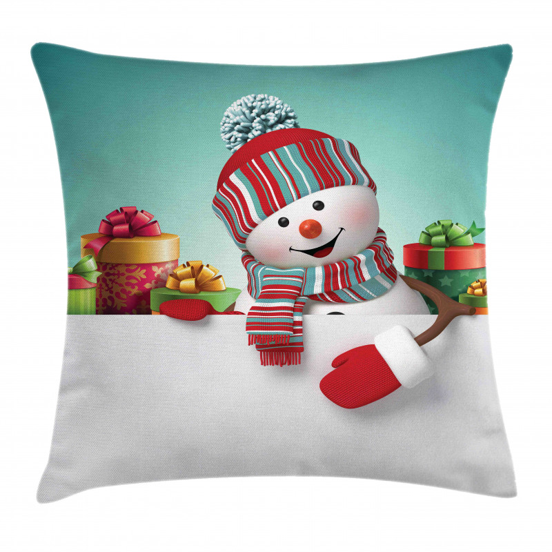 Snowman and Boxes Pillow Cover