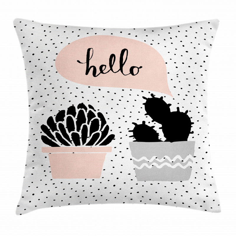 Hand Drawn Plants Hello Pillow Cover