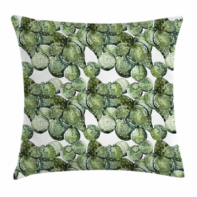 Opuntia Plant Watercolor Pillow Cover