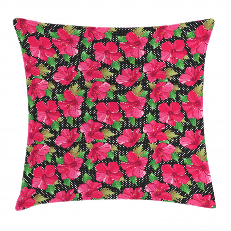 Polka Dots Hibiscus Pillow Cover