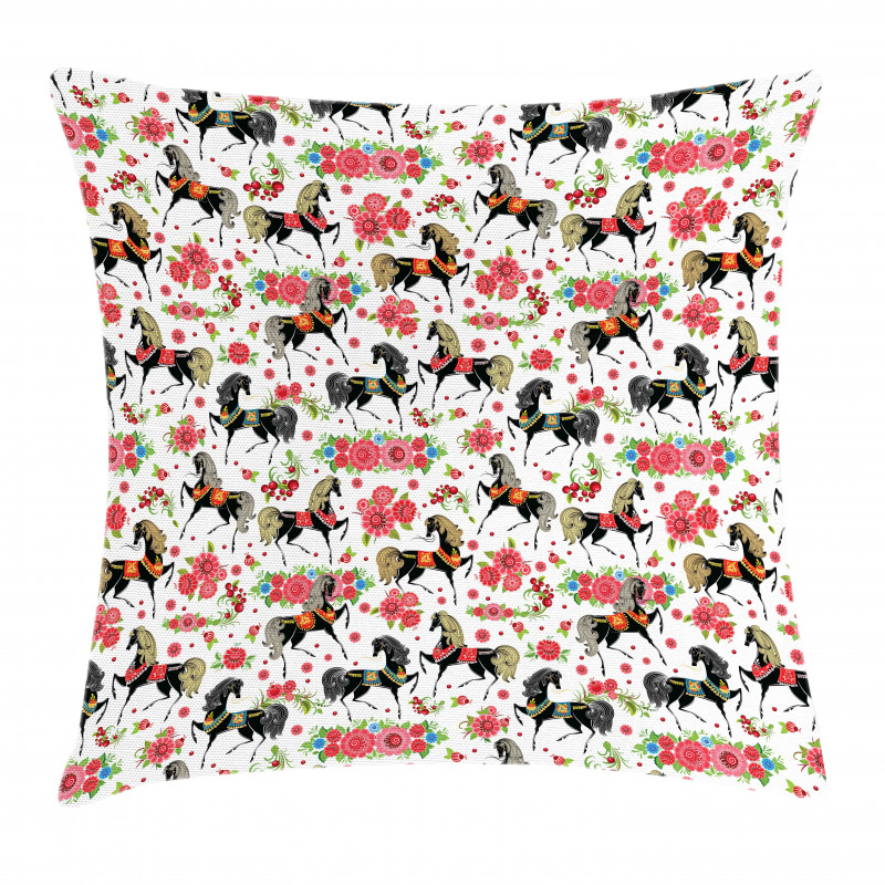 Abstract Floral Stallion Pillow Cover