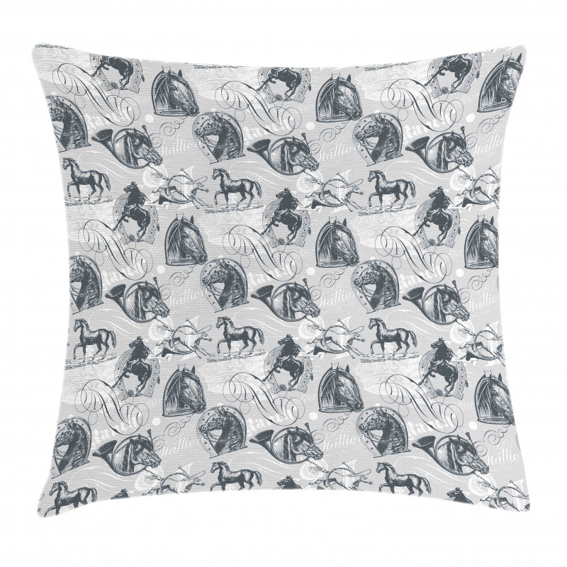 Stallion Sketch Style Pillow Cover