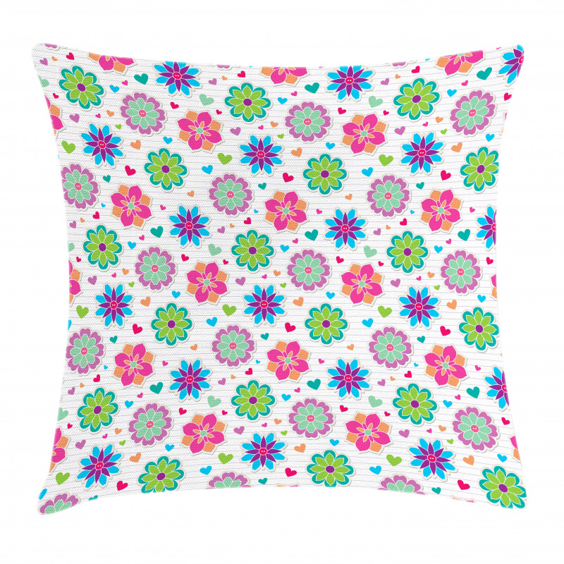 Chamomiles and Hearts Pillow Cover