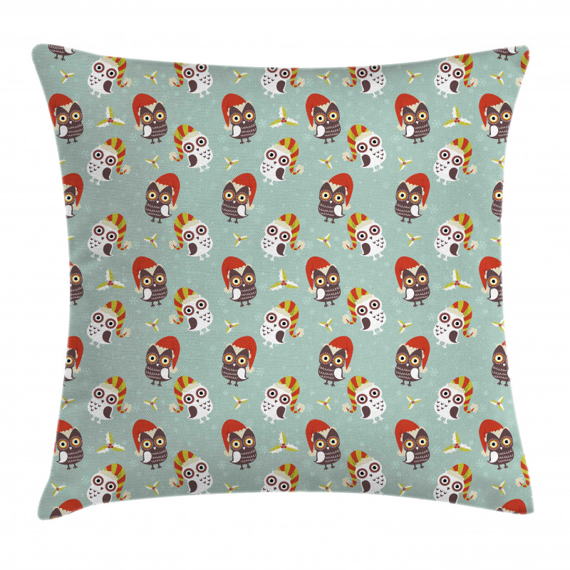 Owls in Hats Yuletide Pillow Cover
