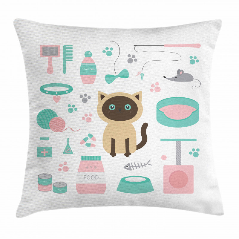 Cartoon Domestic Siamese Pillow Cover