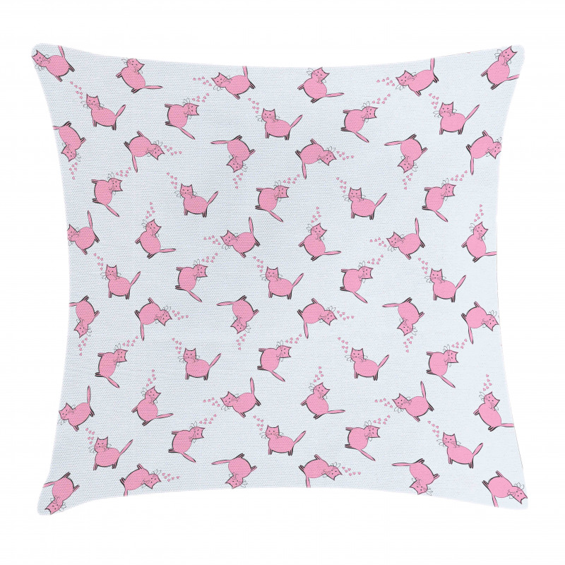 Romantic Pink Kittens Pillow Cover