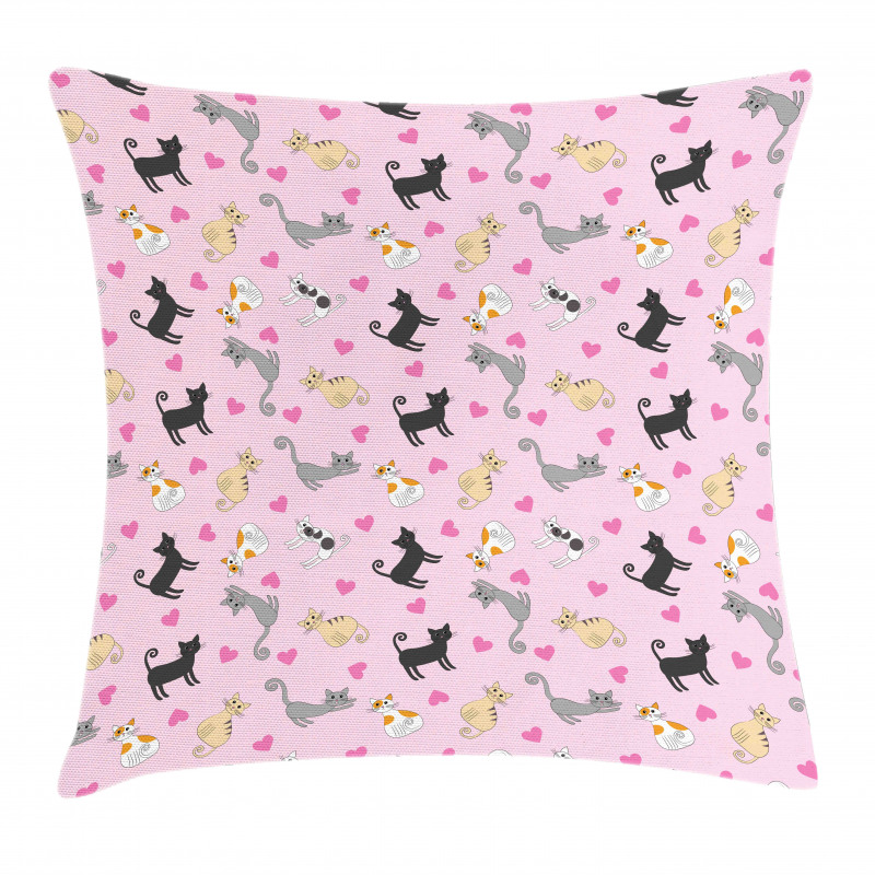 Colorful Different Cats Pillow Cover