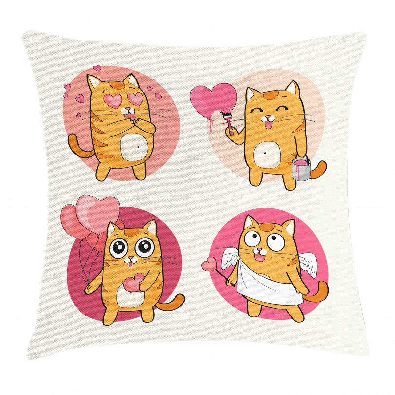 Romantic Kitten in Love Pillow Cover