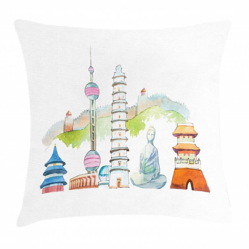 Landmarks Watercolor Pillow Cover