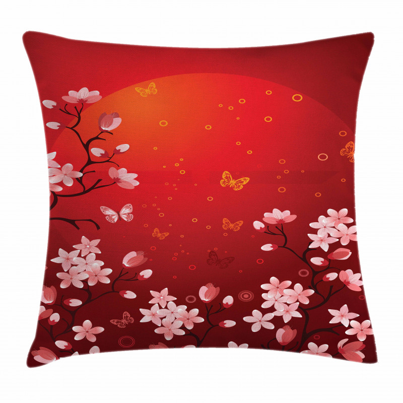 Abstract Sunset and Sakura Pillow Cover