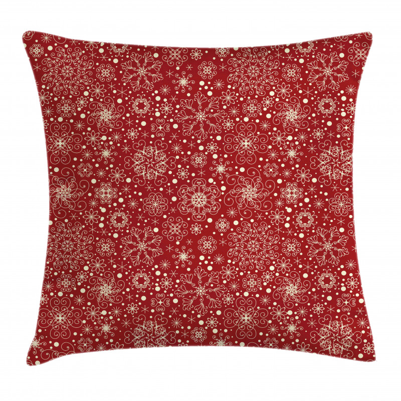 Filigree Style Snowflakes Pillow Cover
