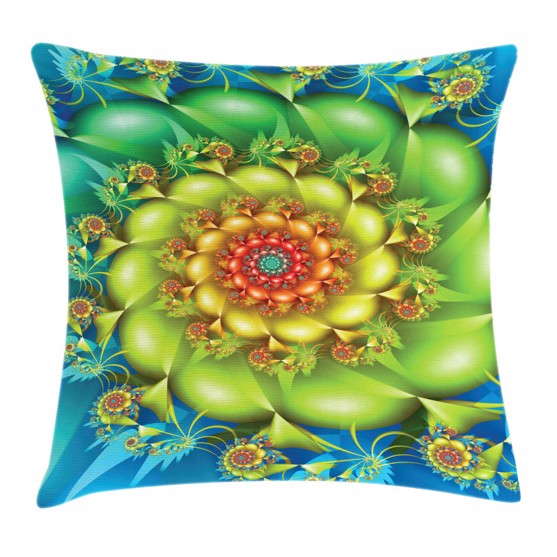 Colorful Floral Spiral Pillow Cover