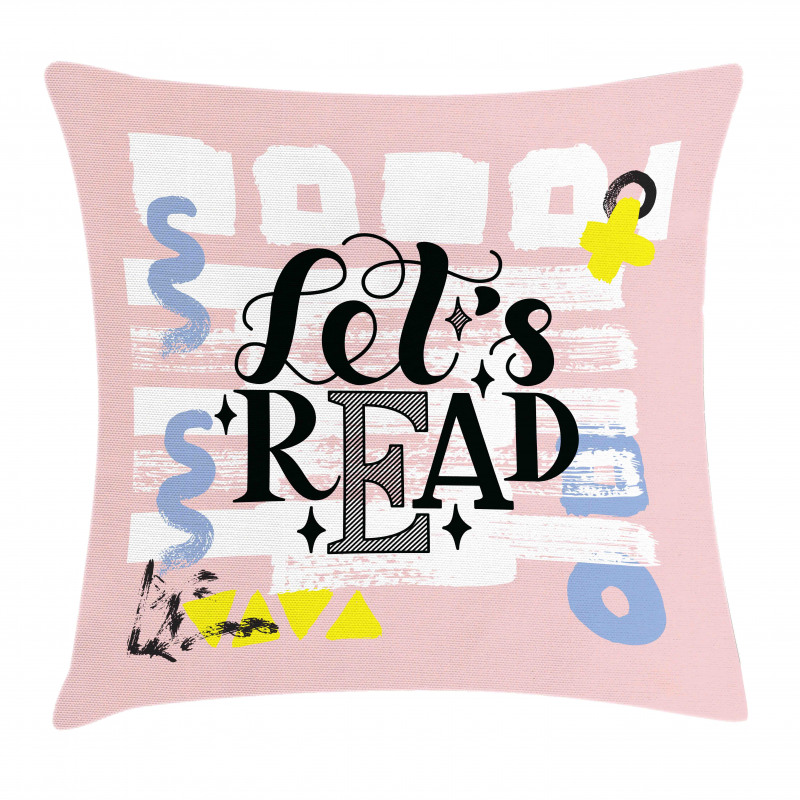 Lets Read Phrase Pastel Pillow Cover