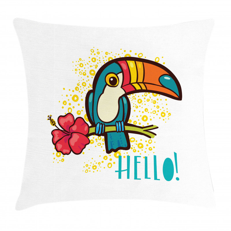 Toucan Bird with Hibiscus Pillow Cover