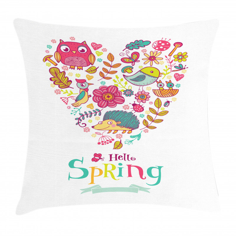 Doodle Springtime Heart Pillow Cover