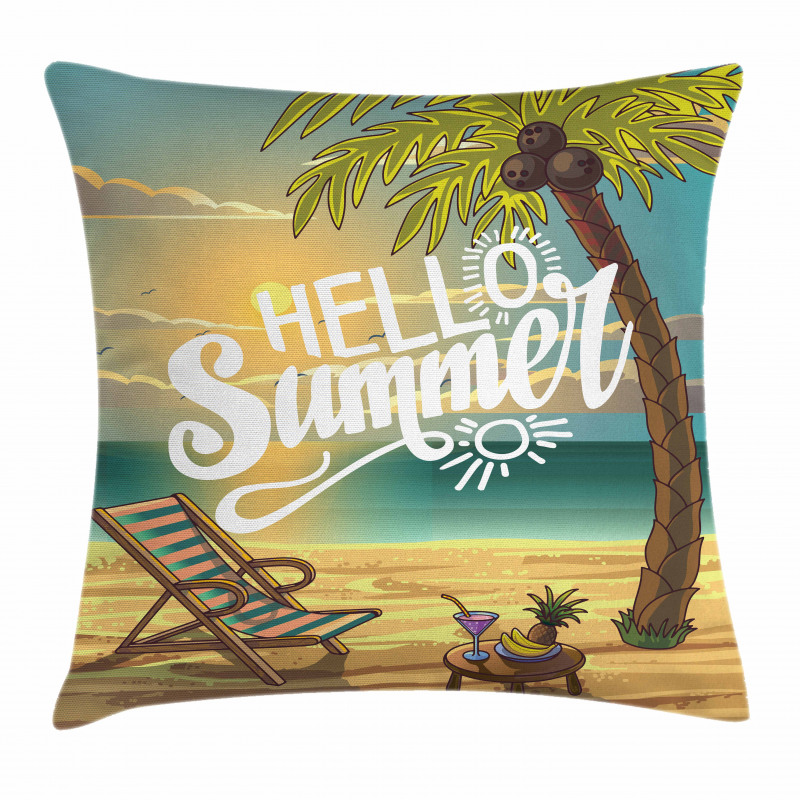Chair Under Palm Trees Pillow Cover