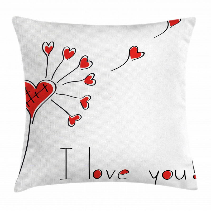 Dandelion with Hearts Pillow Cover