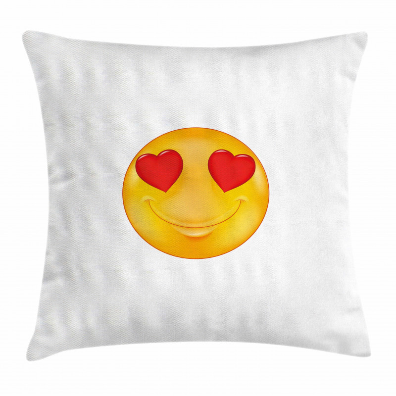 Cartoon Smiley Face Heart Pillow Cover