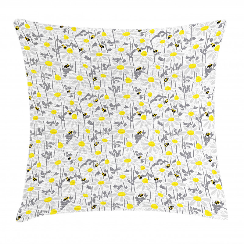 Bees Chamomile Meadow Pillow Cover