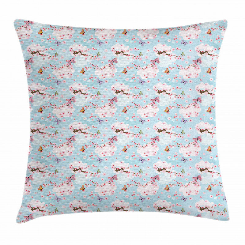 Butterflies Sakura Pillow Cover