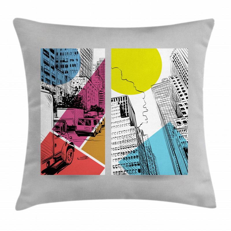 Urban Illustration Trucks Pillow Cover