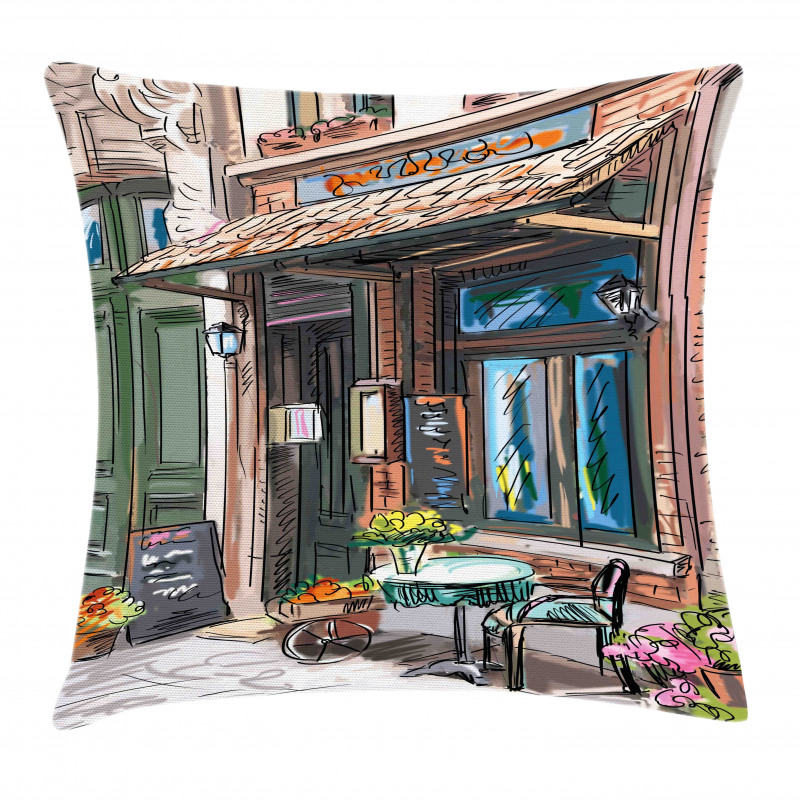 Street Paris Cafe Eating Pillow Cover