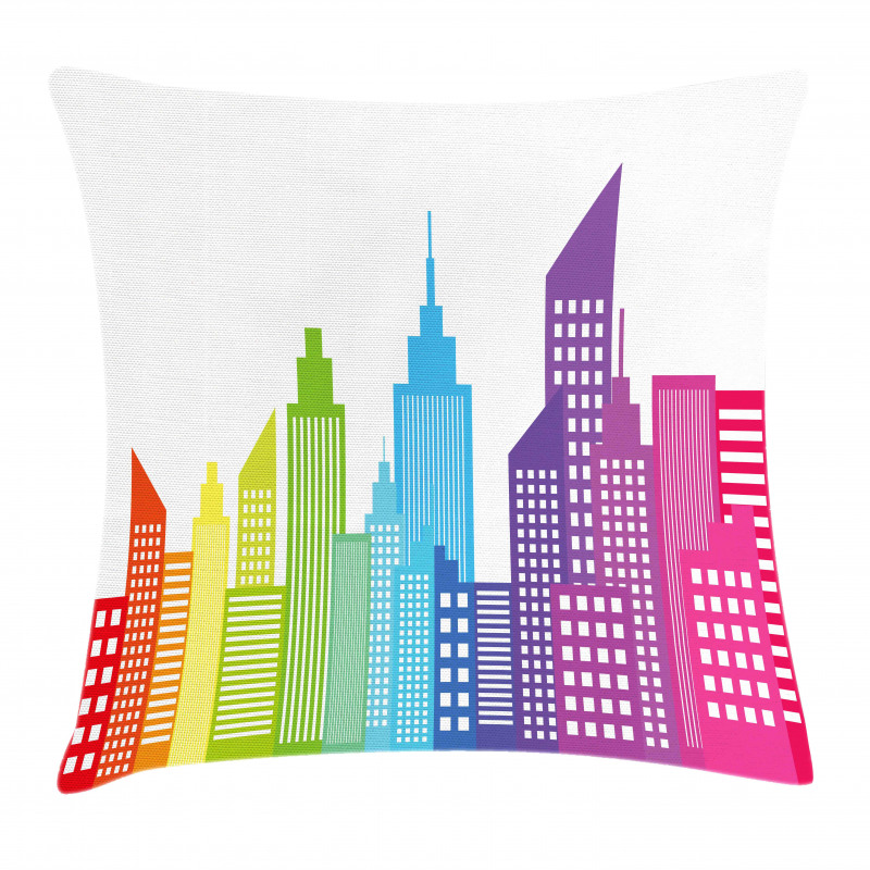 Colorful Skyline Urban Pillow Cover