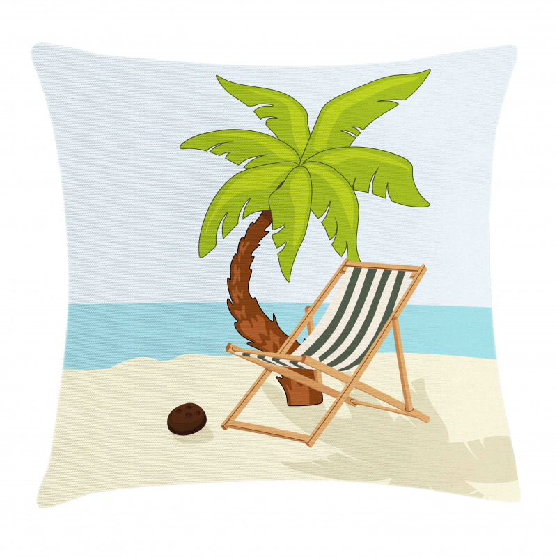 Cartoon Style Palm Tree Pillow Cover