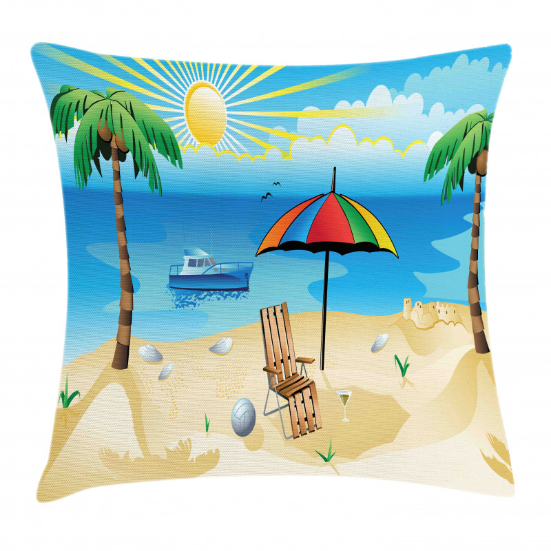 Cartoon Coast Pattern Pillow Cover