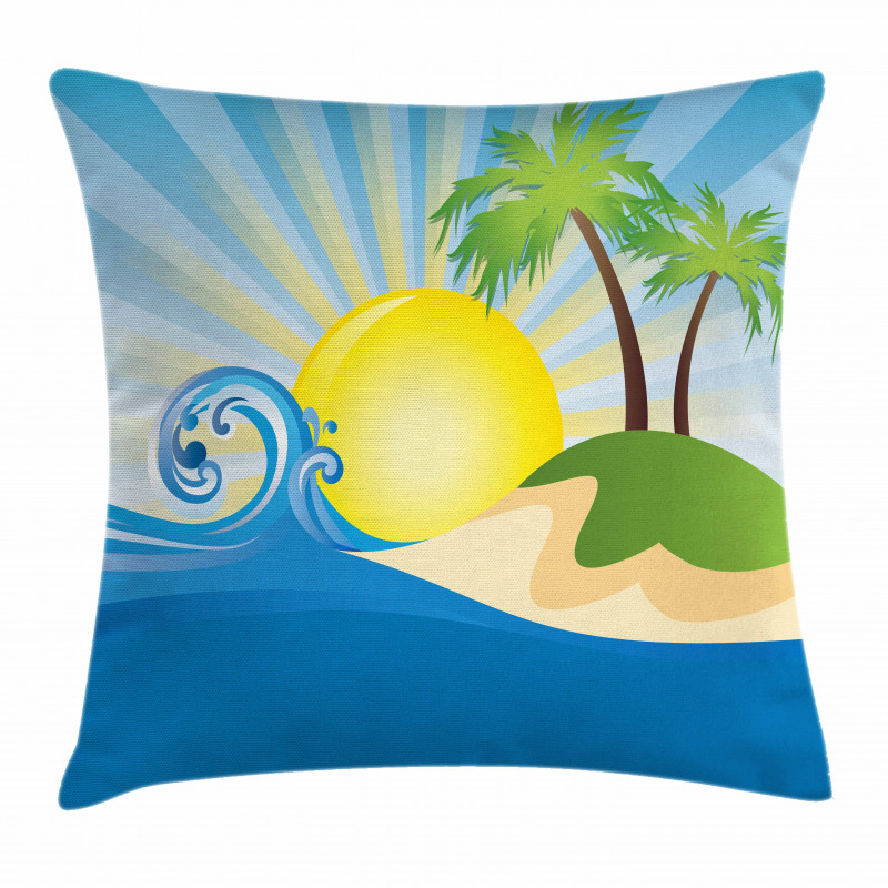 Sun Rays Tropical Island Pillow Cover