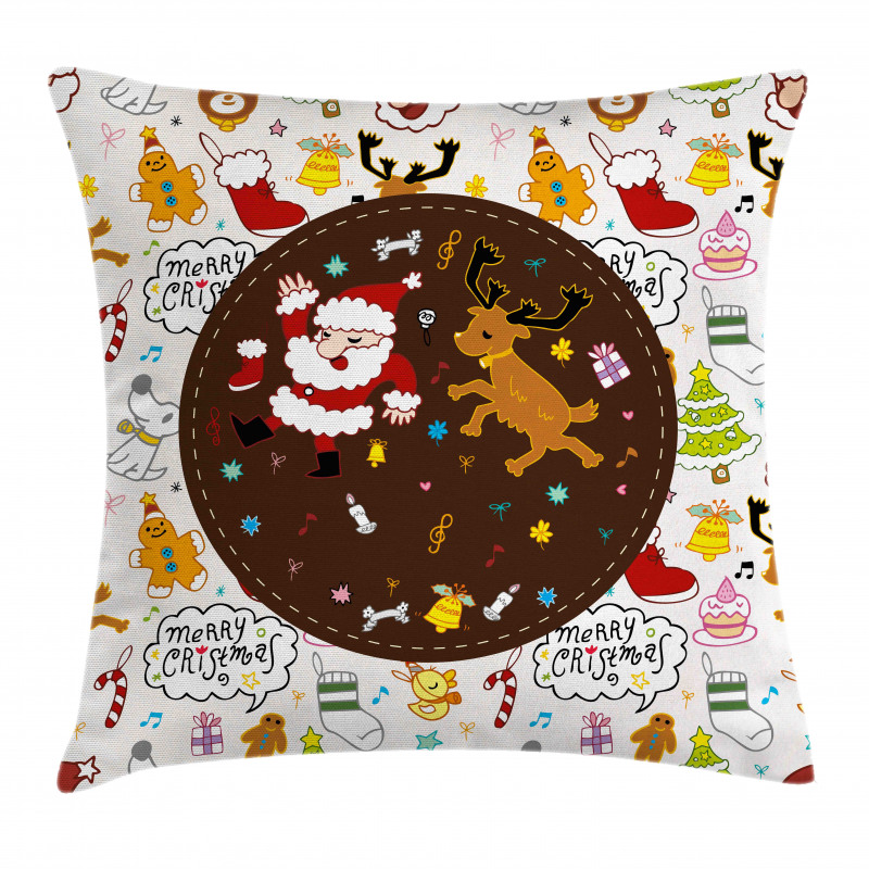 Dancing Santa Deer Pillow Cover