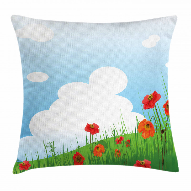Idyllic Grassy Landscape Pillow Cover