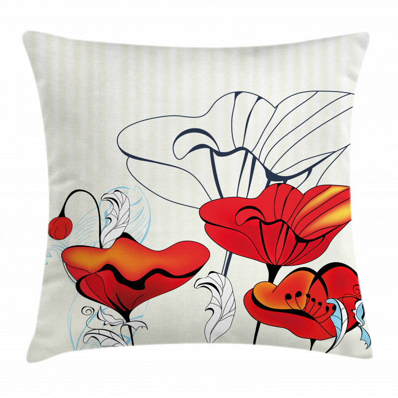 Striped Florets Pillow Cover