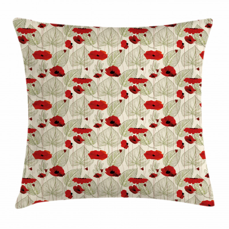 Sketch Leaves Rural Flora Pillow Cover
