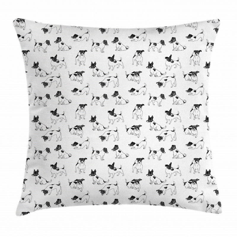 Sketch Style Terriers Pillow Cover