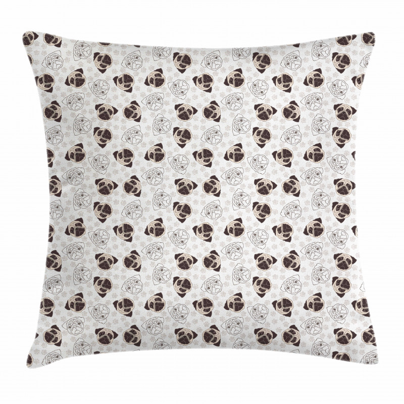 Pug Portraits Traces Pillow Cover