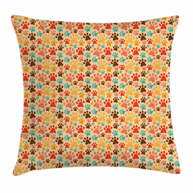 Colorful Paw Print Pillow Cover