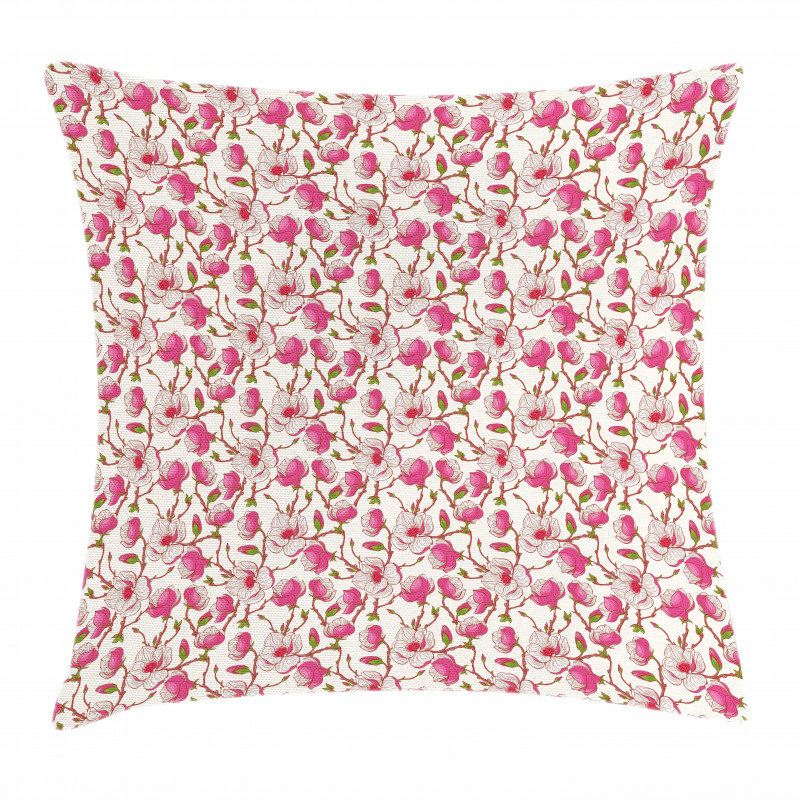 Pink Magnolia Garden Pillow Cover