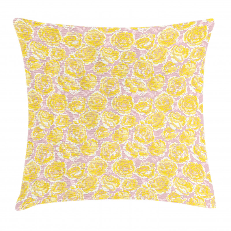 Yellow Roses Blooming Pillow Cover