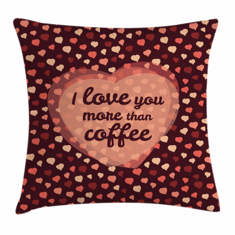 Coffee and Hearts Pillow Cover