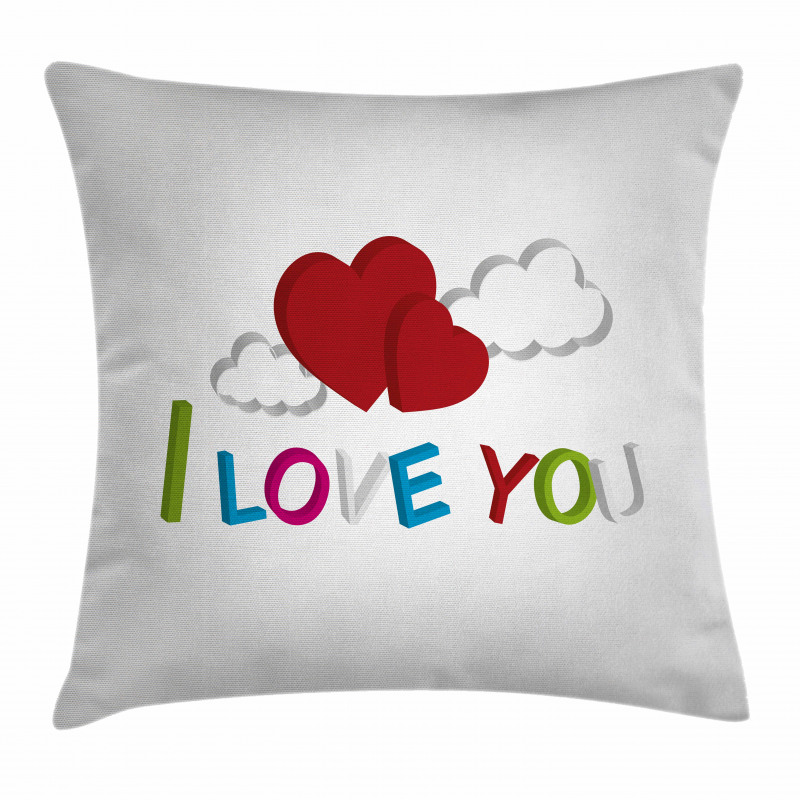Letters Clouds Heart Pillow Cover
