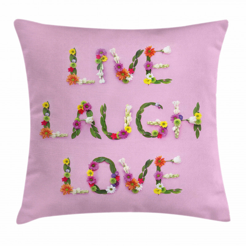 Floral Words Pillow Cover