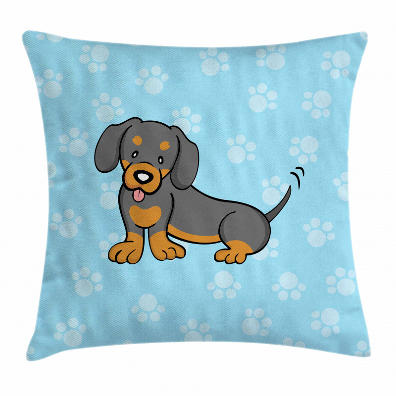 Happy Puppy Cartoon Pillow Cover
