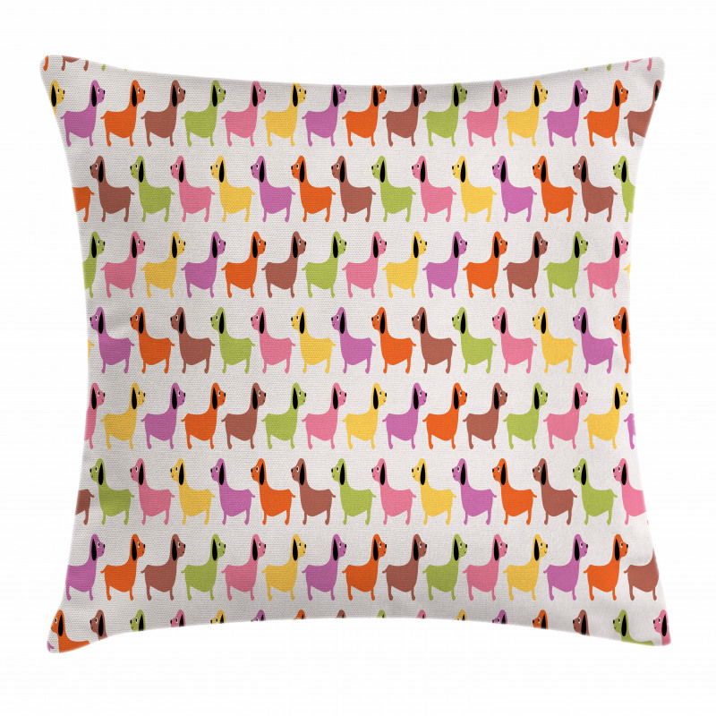 Colorful Puppy Motif Pillow Cover