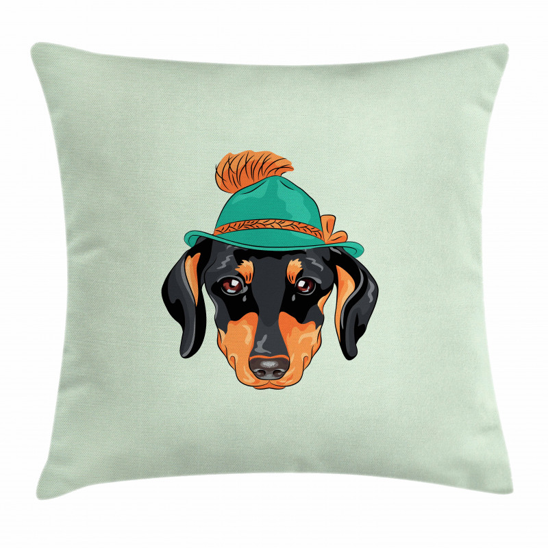 Hipster Dog and Hat Pillow Cover