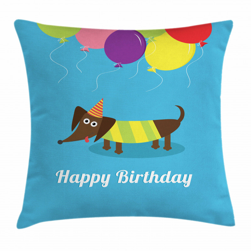 Dog and Balloons Pillow Cover