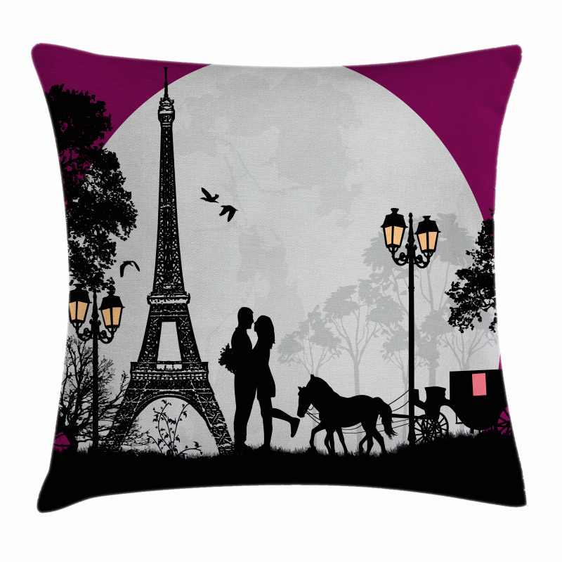 Couple with Full Moon Pillow Cover