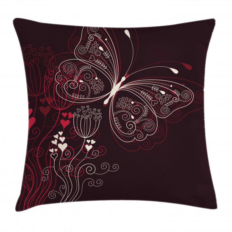 Floral Heart Pattern Pillow Cover